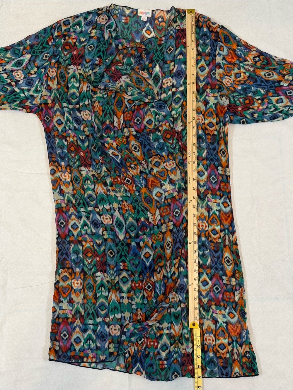 LuLaRoe Shirley Kimono Cardigan [Size] Multicolor Ikat Geometric Duster, Sz M